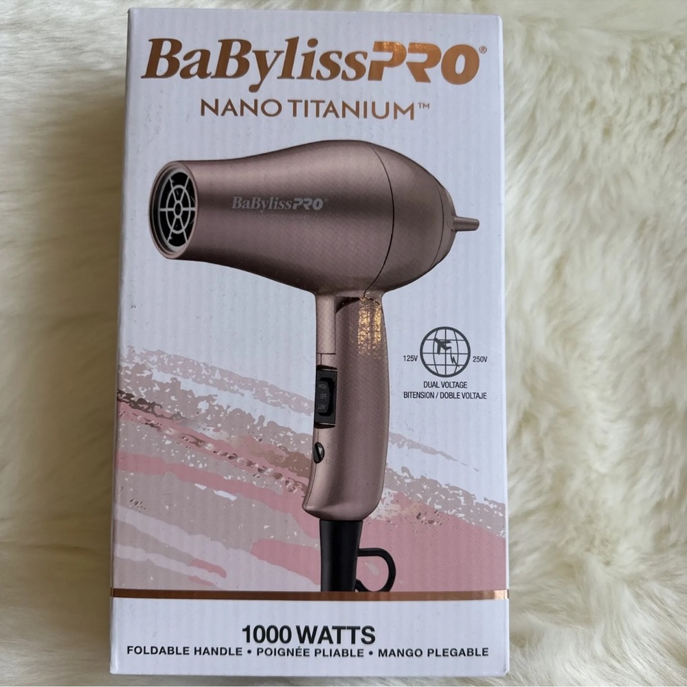 BABYBLISS PRO NANO TITANIUM ROSE GOLD TRAVEL DRYER - new in box